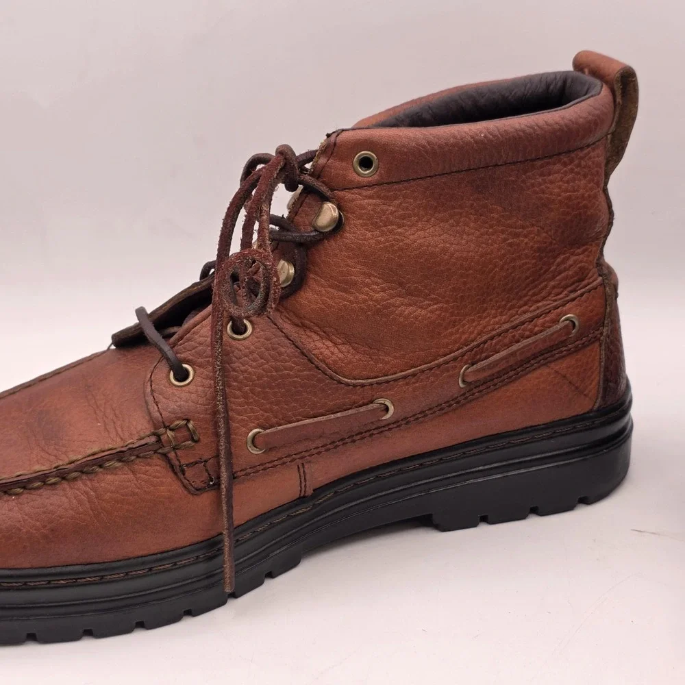 Justin Boots Mens 11 Brown Leather Chukka Moc Toe Ankle Lace Up Casual 991 Rodeo